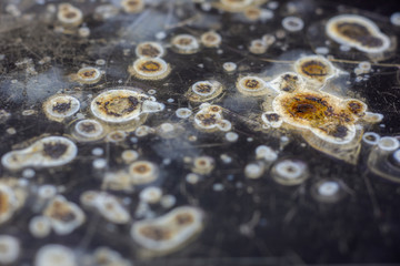 Damaged exploded tablet by overcharging, investigate by specialist, include copy space and clipping path on isolated white background.