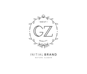 G Z GZ Beauty vector initial logo, handwriting logo of initial signature, wedding, fashion, jewerly, boutique, floral and botanical with creative template for any company or business