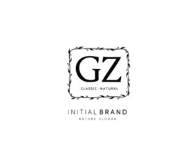 Obraz premium G Z GZ Beauty vector initial logo, handwriting logo of initial signature, wedding, fashion, jewerly, boutique, floral and botanical with creative template for any company or business