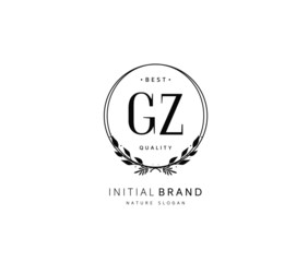 G Z GZ Beauty vector initial logo, handwriting logo of initial signature, wedding, fashion, jewerly, boutique, floral and botanical with creative template for any company or business