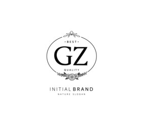 G Z GZ Beauty vector initial logo, handwriting logo of initial signature, wedding, fashion, jewerly, boutique, floral and botanical with creative template for any company or business