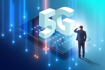 Businessman in 5g high internet speed concept