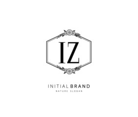 I Z IZ Beauty vector initial logo, handwriting logo of initial signature, wedding, fashion, jewerly, boutique, floral and botanical with creative template for any company or business.