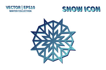 Snowflake vector icon. Christmas and winter snow flake element. Isolated flat new year holiday decoration illustration. Cold weather object design 