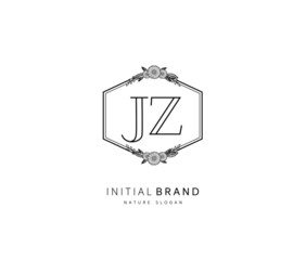 J Z JZ Beauty vector initial logo, handwriting logo of initial signature, wedding, fashion, jewerly, boutique, floral and botanical with creative template for any company or business.