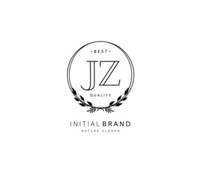 J Z JZ Beauty vector initial logo, handwriting logo of initial signature, wedding, fashion, jewerly, boutique, floral and botanical with creative template for any company or business.