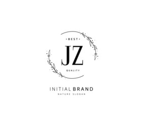 J Z JZ Beauty vector initial logo, handwriting logo of initial signature, wedding, fashion, jewerly, boutique, floral and botanical with creative template for any company or business.