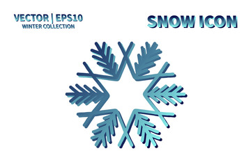 Snowflake vector icon. Christmas and winter snow flake element. Isolated flat new year holiday decoration illustration. Cold weather object design 