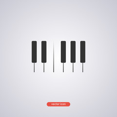 Black piano icon in flat style isolated on gray background. Vector illustration