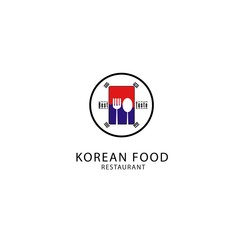 korean food  vector logo icon design template elements with spoon and fork. vector logo illustrasion