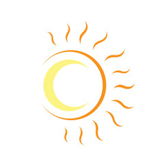 rays crescent sun and moon logo design vector graphic concept illustrations