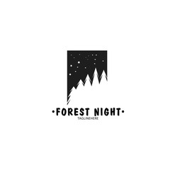 Forest logo template vector illustrasion design, Icons, flat, night, shilluete, vector  inspirative design