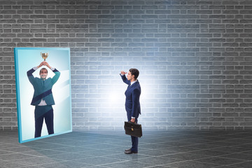 Fototapeta premium Man dreaming of bigger success