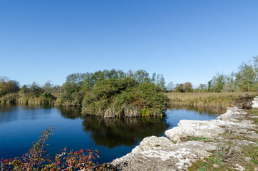 Beautiful lake in an old open stone pit
