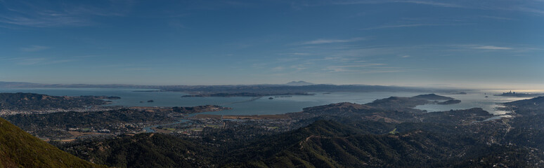 Greater bay area seen from Mt Tamalpais from San Francisco, Ca. to and across the water to San...