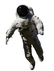 astronaut during space walk, isolated on white background