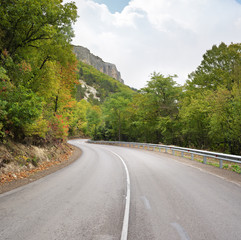 Autumn road in mountain.