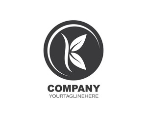 k letter leaves  illustration logo vector icon