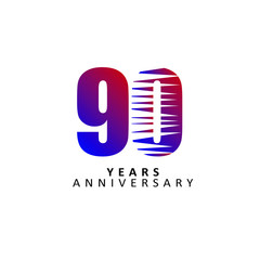 90 Year Anniversary Vector Template Design Illustration