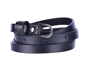 Black leather belt isolated on white background