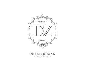 D Z DZ Beauty vector initial logo, handwriting logo of initial signature, wedding, fashion, jewerly, boutique, floral and botanical with creative template for any company or business.