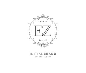 E Z EZ Beauty vector initial logo, handwriting logo of initial signature, wedding, fashion, jewerly, boutique, floral and botanical with creative template for any company or business.