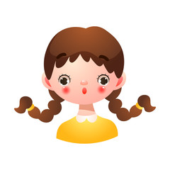 Girl with surprised face expression vector illustration