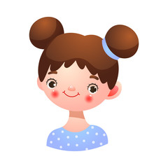 Girl with happy kind face expression vector illustration