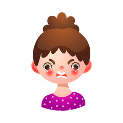 Girl with angry negative face expression vector illustration