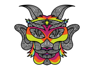 Goat Decorative Ornament Art Face Traditional Vector