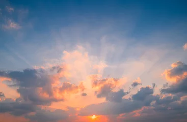 Rolgordijnen Perfect sunset sky background © Hide_Studio