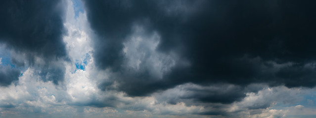 panorama dark storm clouds with background,Dark clouds before a thunder-storm.