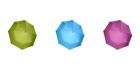 Set of multicolor umbrellas for women.