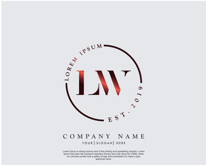 Initial letter LW beauty handwriting logo vector