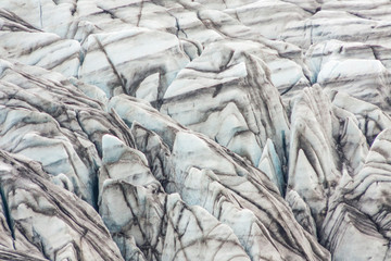 Ice formations and crevasses of Skaftafellsjökull glacier (part of Vatnajökull National Park in Iceland) ice sheet