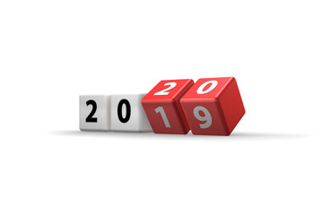 Concept of changing year from 2019 to 2020 - 3d rendering