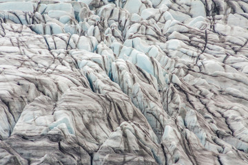 Ice formations and crevasses of Skaftafellsjökull glacier (part of Vatnajökull National Park in Iceland) ice sheet