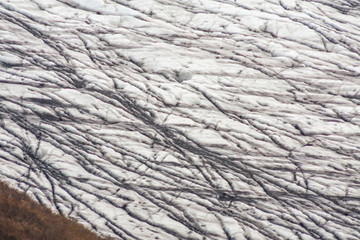 Ice formations and crevasses of Skaftafellsjökull glacier (part of Vatnajökull National Park in Iceland) ice sheet
