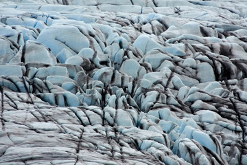 Ice formations and crevasses of Skaftafellsj&ouml;kull glacier (part of Vatnaj&ouml;kull National Park in Iceland) ice sheet