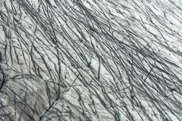 Ice formations and crevasses of Skaftafellsjökull glacier (part of Vatnajökull National Park in Iceland) ice sheet