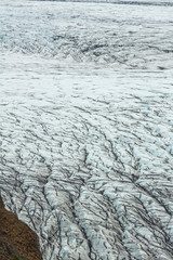 Ice formations and crevasses of Skaftafellsjökull glacier (part of Vatnajökull National Park in Iceland) ice sheet