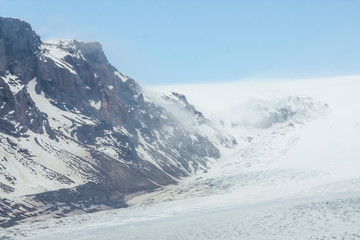 Ice formations and crevasses of Skaftafellsjökull glacier (part of Vatnajökull National Park in Iceland) ice sheet