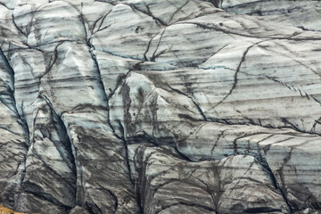 Ice formations and crevasses of Skaftafellsjökull glacier (part of Vatnajökull National Park in Iceland) ice sheet