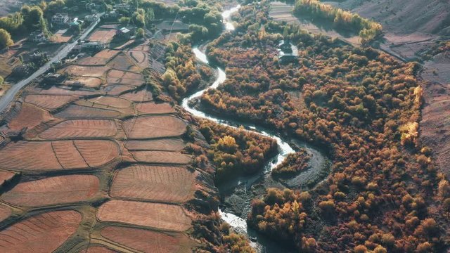 Drone footage of Ladakh in autumn season Himalaya