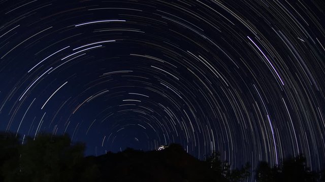 Beautiful Star trail over the monastery in Ladakh Himalaya.