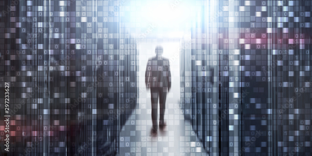 Poster digital background matrix information technology and internet concept.