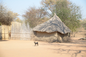 Mud house in Africa with straw roof