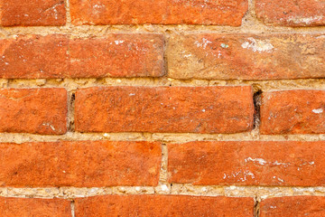 Obraz premium Texture of old red brick masonry close up
