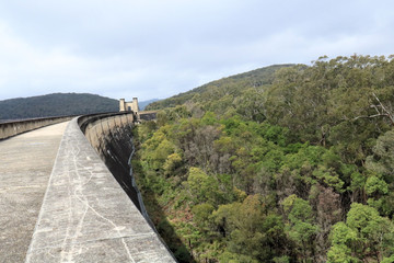 Fototapeta na wymiar Cordeaux Dam Wall Downstream Side