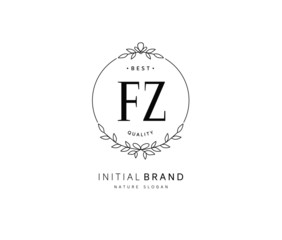 F Z FZ Beauty vector initial logo, handwriting logo of initial signature, wedding, fashion, jewerly, boutique, floral and botanical with creative template for any company or business.